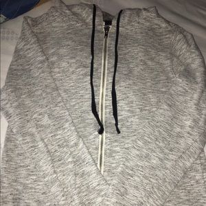 Grey zip up sweater with hoddie
